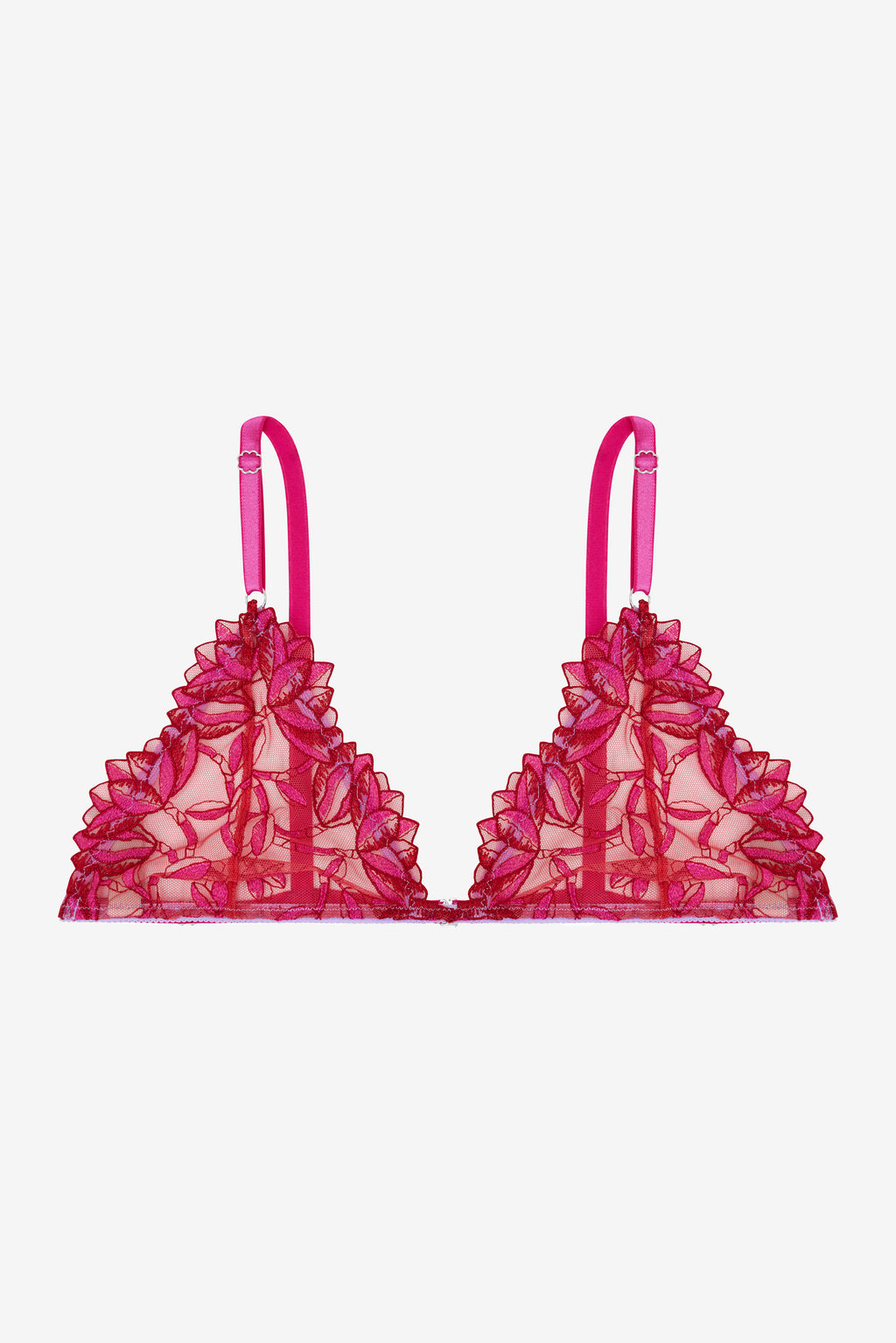 Flammée - Red Flower Print Lace Bralette