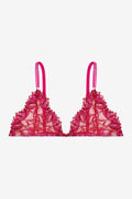 Flammée - Red Flower Print Lace Bralette