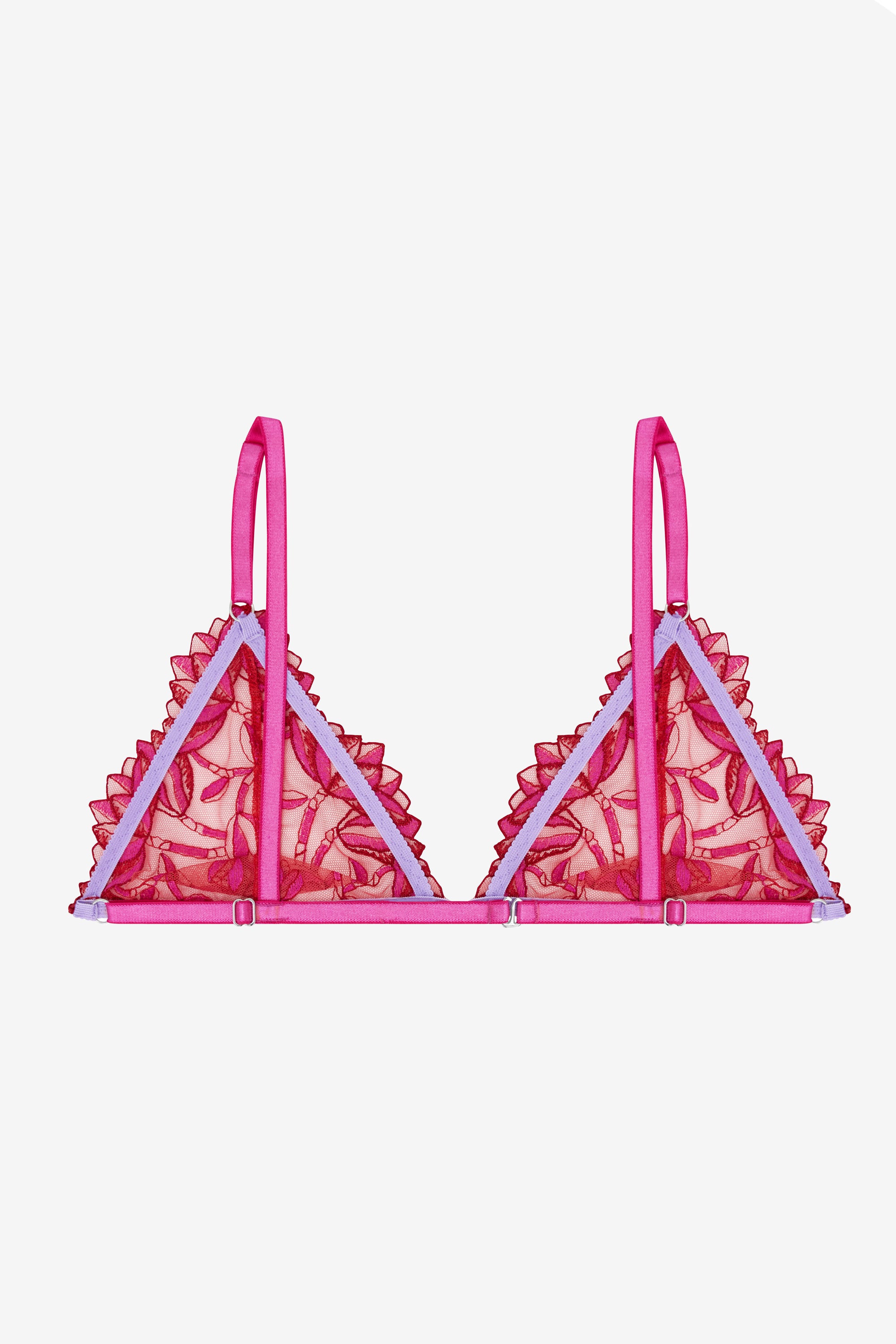 Red Flower Print Lace Bralette