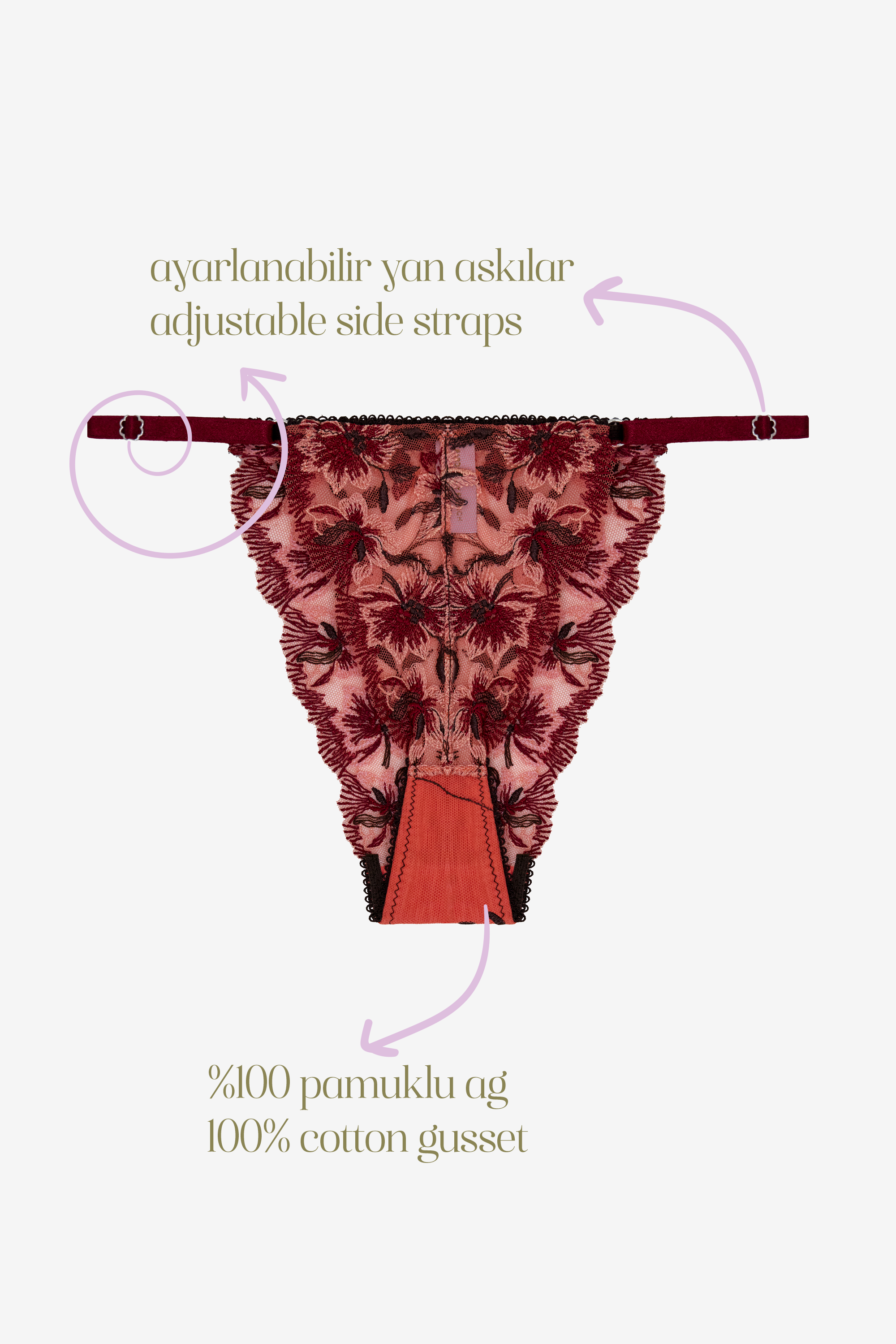 Wine Floral Print Brazilian