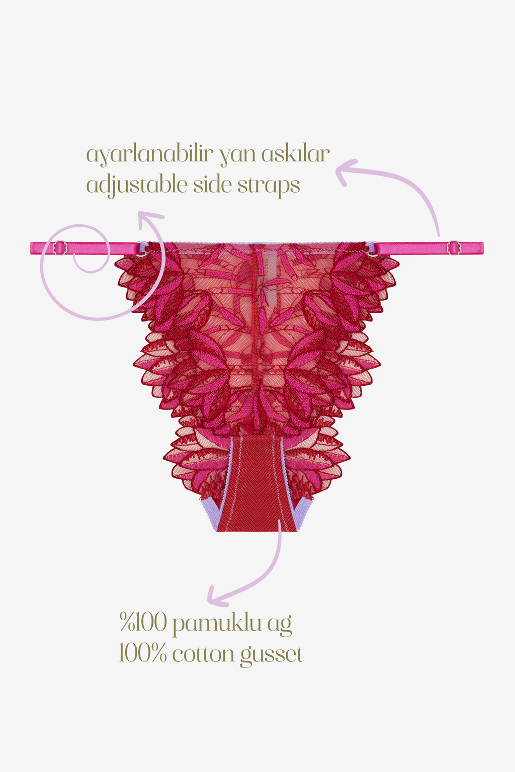 Flammée - Red Pink Floral Print Brazilian