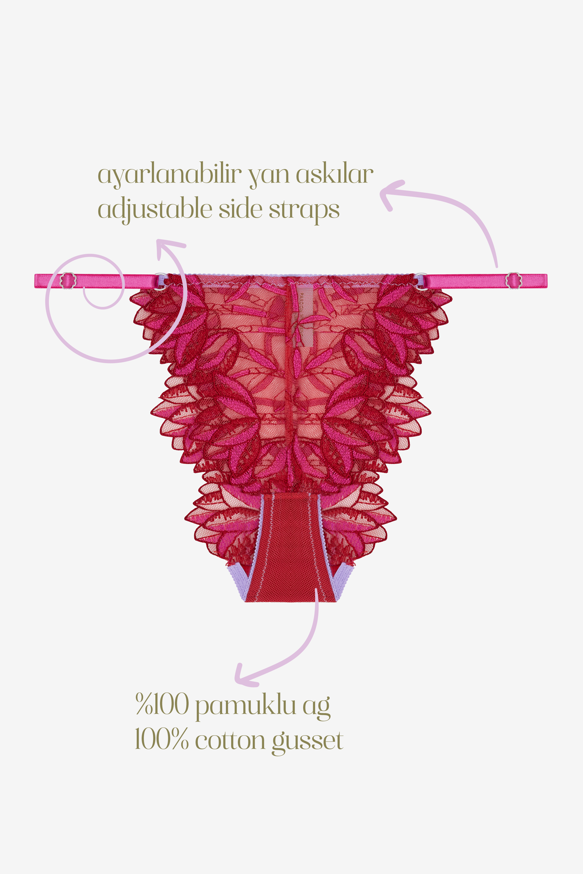Flammée - Red Pink Floral Print Brazilian