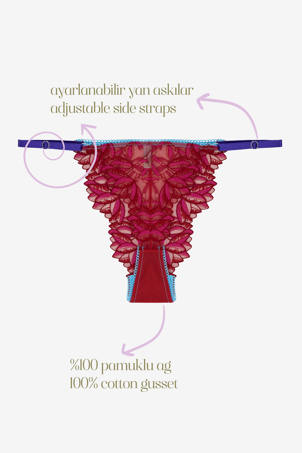 Féline - Red Purple Floral Print Brazilian