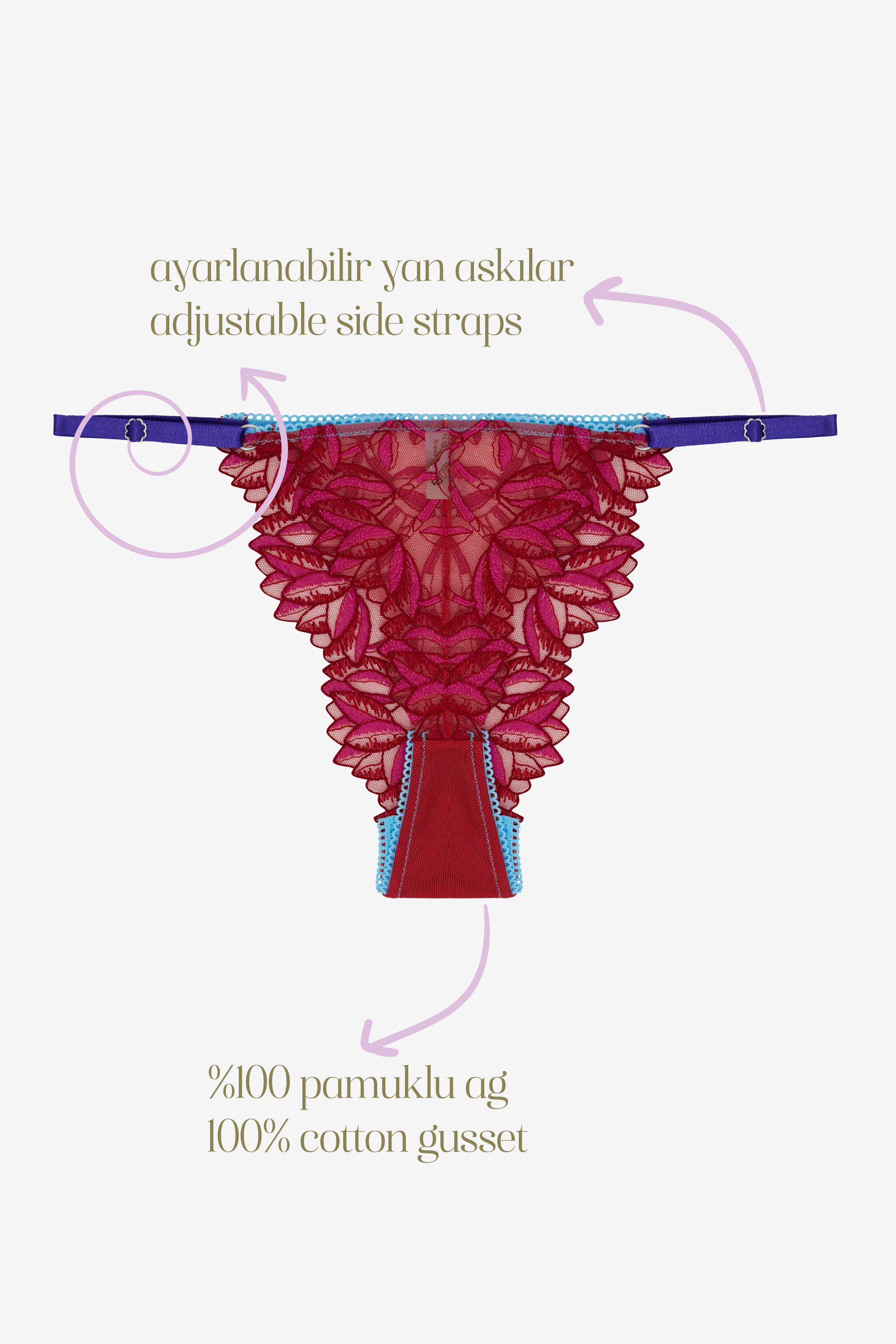 Féline - Red Purple Floral Print Brazilian