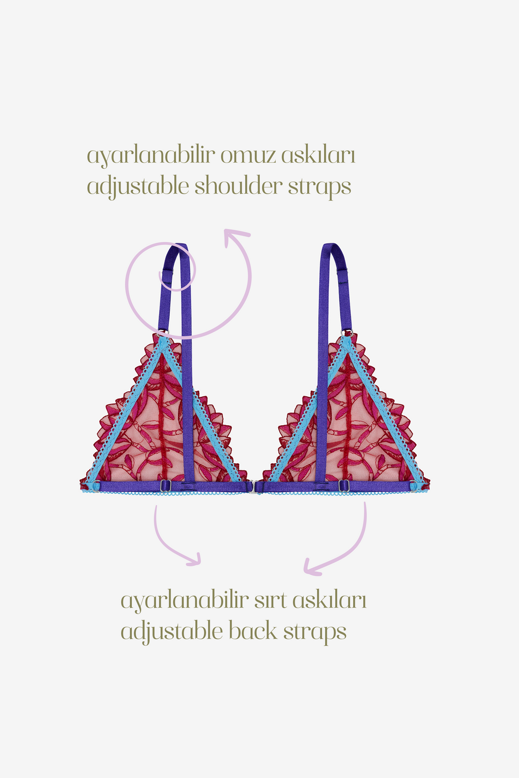 Féline - Red Purple Floral Print Bralette