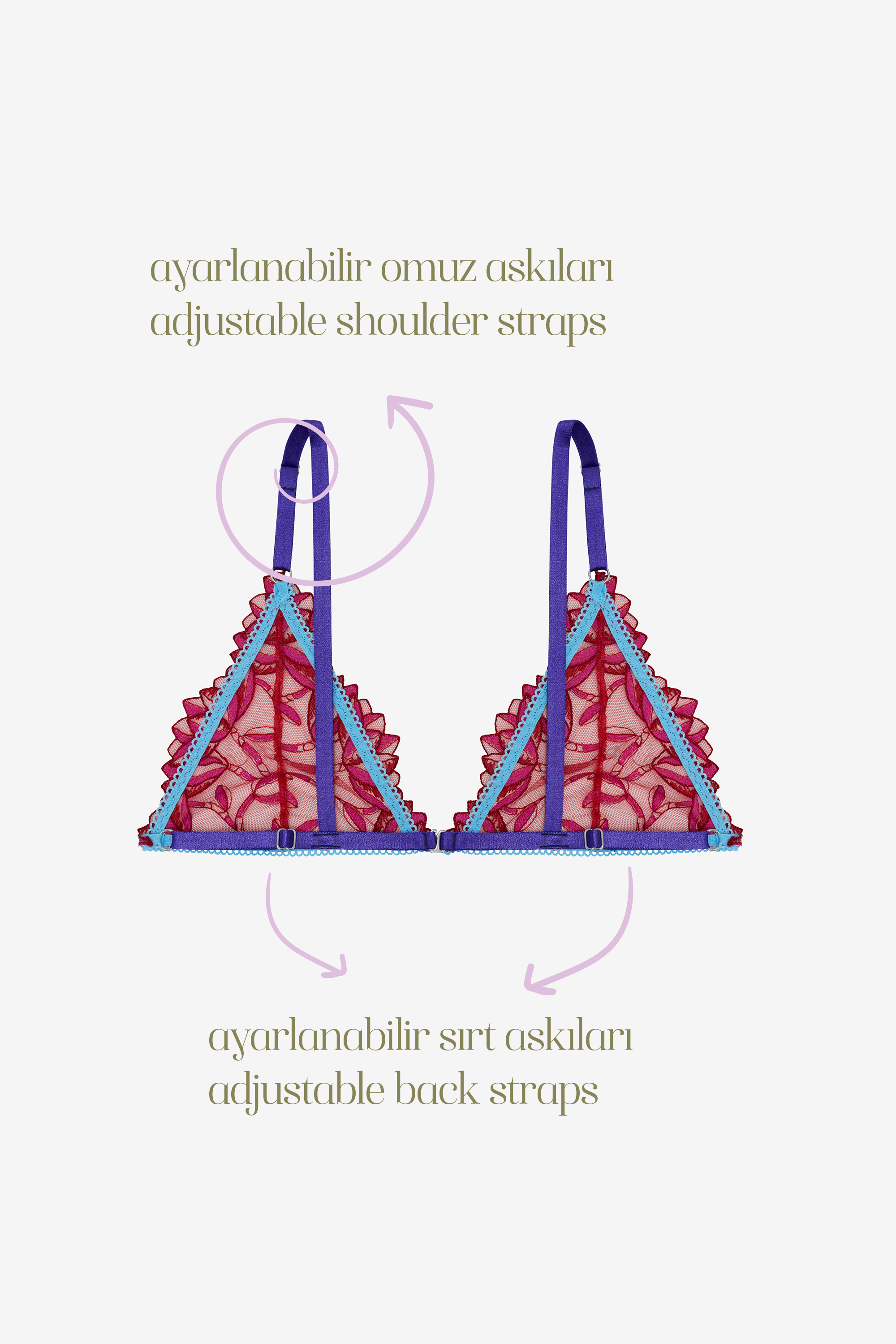 Féline - Red Purple Floral Print Bralette