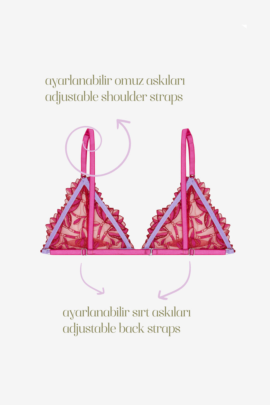 Flammée - Red Flower Print Lace Bralette