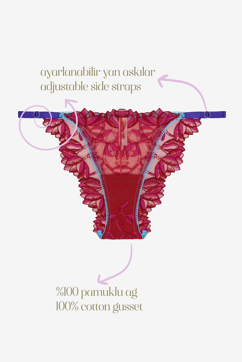 Féline - Red Purple Floral Print Brief