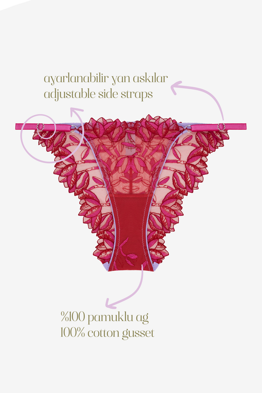 Flammée - Red Pink Floral Print Brief