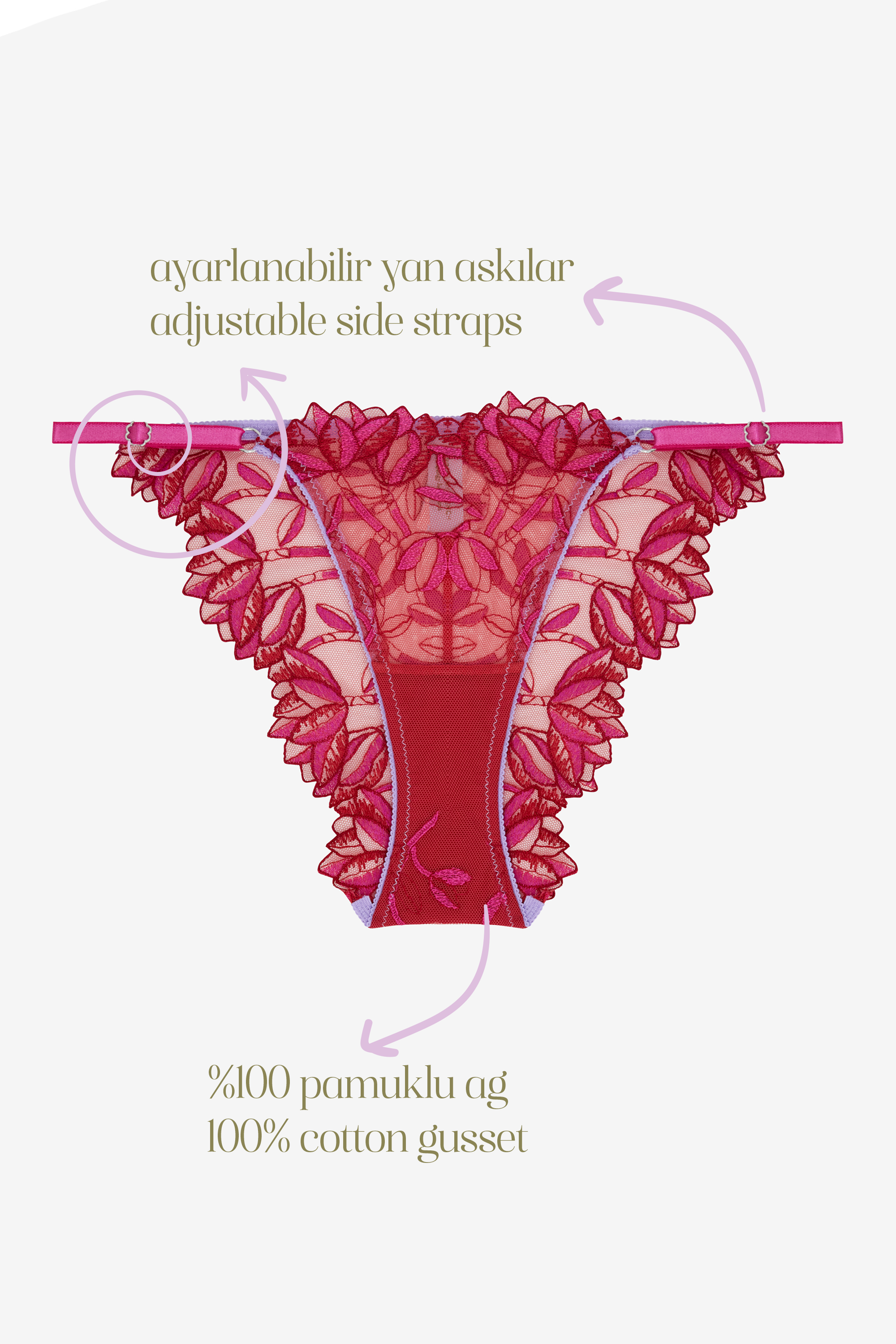Flammée - Red Pink Floral Print Brief